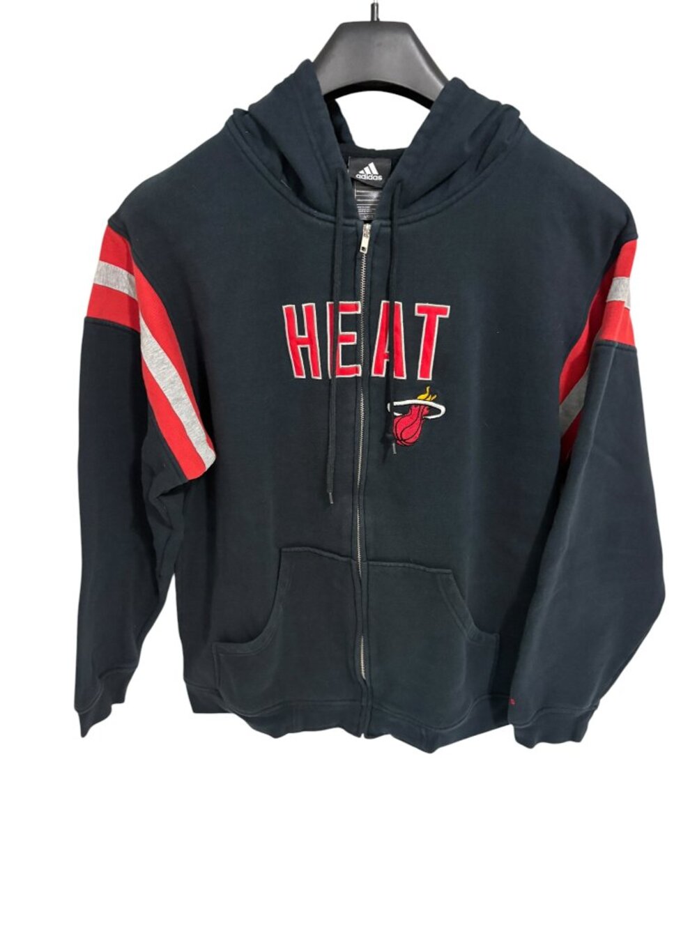 Adidas Miami Heat Full Zip Hooded Sweatshirt Mens Size Large Embroidered